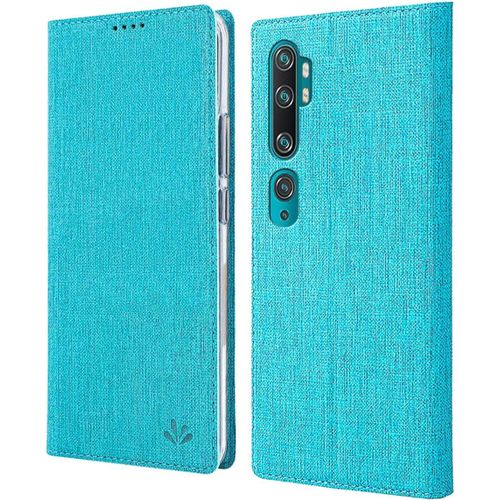 Coque Xiaomi Mi Note 10 Pro, Texture Tissu Haute Qualit Cuir Pu + tui Intrieur Pu Souple, tui Rabat Adsorption Magntique Cach Pour Xiaomi Mi Note 10 Pro - Bleu