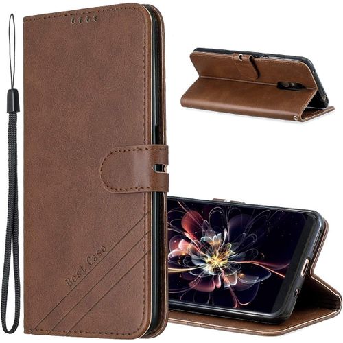 Coque Xiaomi Redmi 5 Plus Etui Portefeuille En Cuir Pu Flip Coque, Premium Pu-Cuir Coque Compatible Avec Xiaomi Redmi 5 Plus. Hx Retro Brown