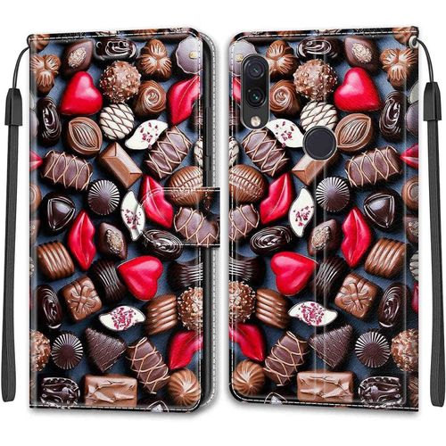 Coque Xiaomi Redmi Note 7 Pro/Note 7/Note 7s, tui Housse En Cuir Coque Antichoc Flip Case Fonction Support Housse Avec Fentes De Cartes Magntique Portefeuille Protection Case Chocolat
