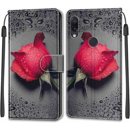 Coque Xiaomi Redmi Note 7 Pro/Note 7/Note 7s, tui Housse En Cuir Coque Antichoc Flip Case Fonction Support Housse Avec Fentes De Cartes Magntique Portefeuille Protection Case Rose 1