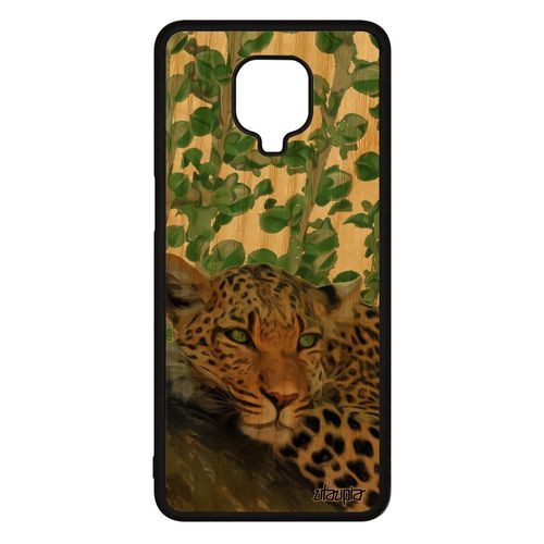 Coque Xiaomi Redmi Note 9 Pro Bois Silicone Leopard Guepard Jaguar Afrique Design Nature Fauve Vert Felin Case Animal Housse Animaux