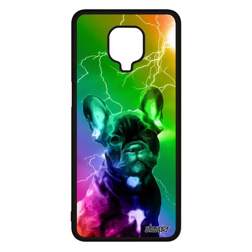 Coque Xiaomi Redmi Note 9 Pro Silicone Chien Eclair Multicolore Mignon Case Vert Chiot Bulldog Francais Animal Design Made In France