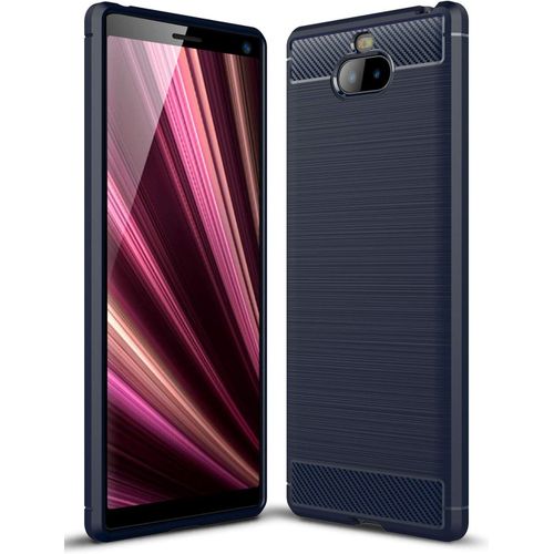 Coque Xperia 10 Plus, Etui De Protection En Tpu Ultra-Mince Souple Et Lger Avec Conception En Fibre De Carbone Pour Sony Xperia 10 Plus - Bleu