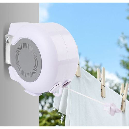 Corde  Linge Double Ligne Murale - Corde  Linge Rtractable De 13 Mtres - Corde  Linge Extensible Plastique Et Polythylne Rsistants - Idal Pour Une Utilisation En Intrieur Et En Extrieur