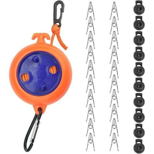 Corde à Linge Rétractable Exterieur de 8M Corde à Linge Portable Camping Corde à Linge
