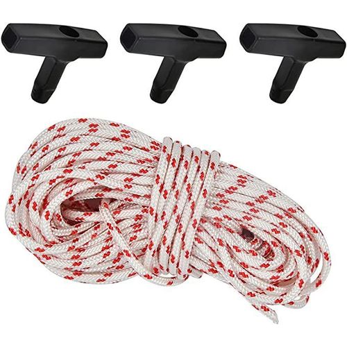 Cordon De Démarrage à Rappel De 10 M  3,0 Mm  Avec 3 Poignées De Démarrage Pour Accessoires De Tondeuse A Gazon Tronconneuse Coupe Bordures Moteur De Tondeuse 87539864