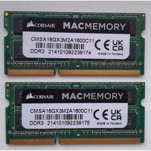 Corsair Mac Memory SODIMM 16Go (2x8Go) DDR3L 1600MHz CL11 Mmoire pour Systmes Mac, Qualifie Apple