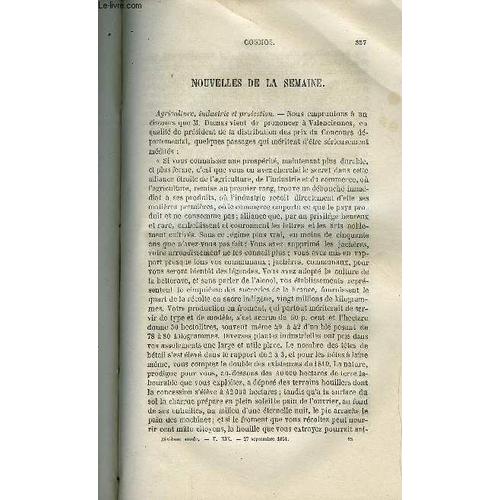 Cosmos N 13 - Agriculture, Industrie Et Protection, Rage Et Perchlorure De Fer, Electricit Par vaporation Par M. Palmieri, Sur Le Nombre Maximum De Signaux Tlgraphiques lmentaires Qu On Peut(...)   de COLLECTIF 