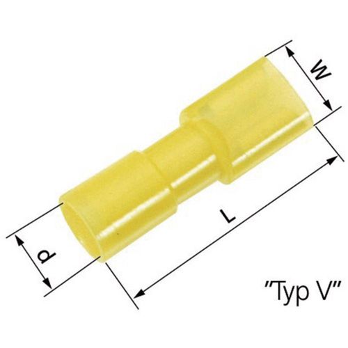 Cosse Clip 6.3 X 0.8 Mm Lappkabel L-Rc 63 V 61794971 180  Entirement Isol Jaune 50 Pc(S)