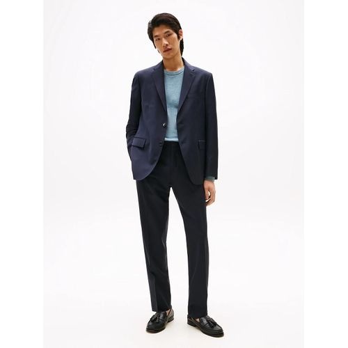 Costume  Micro-Carreaux En Laine Mlange Vichy Tech Stretch Wool Fabric/Blue - 54