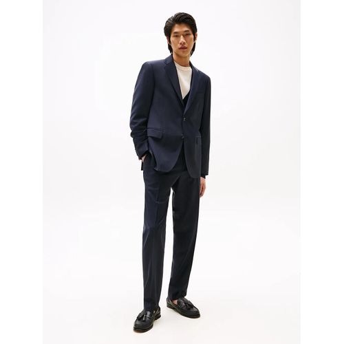 Costume  Micro-Carreaux En Laine Mlange Vichy Tech Stretch Wool Fabric/Blue - 54