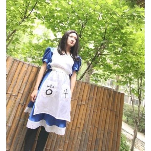 Costume Complet Sur Commande Ensemble Cosplay Dguisement Alice Madness Returns Retour Au Pays De La Folie Personnage Jeu Vido Videogame Robe Bleue Tablier Blanc Convention Soire Black Sugar