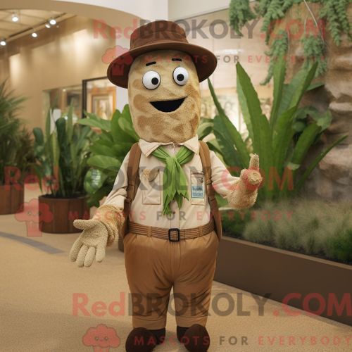 Costume De Mascotte Redbrokoly D Asperges Marron Personnage Habill D Une Chemise En Popeline Et D pingles  Chapeau