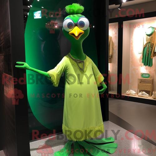 Costume De Mascotte Redbrokoly De Poulet Au Beurre Vert Personnage Habill D Une Robe De Soire Et De Lunettes De Soleil