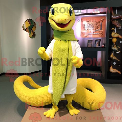 Costume De Mascotte Redbrokoly De Python Jaune Citron Habill D Un Pull Et D pingles  Chle