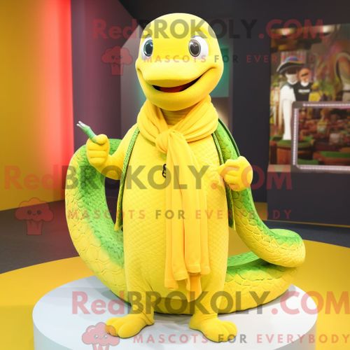 Costume De Mascotte Redbrokoly De Python Jaune Citron Habill D Un Pull Et D pingles  Chle