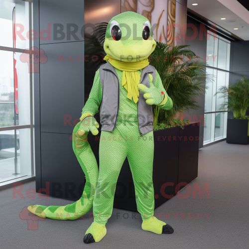 Costume De Mascotte Redbrokoly De Python Vert Lime Habill D'un Jogging Et D'une Pochette