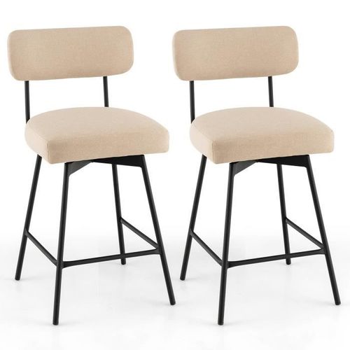 COSTWAY 2 Tabourets de Bar, Chaises Bar Cuisine 45x 45 x 91 cm, Cadre