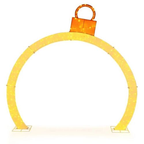 Costway Arche De Nol Pr-claire De 314 Cm Avec Capuchon Dcoratif Dor, 300 Lumires Led Blanc Chaud Pour Cour, Jardin