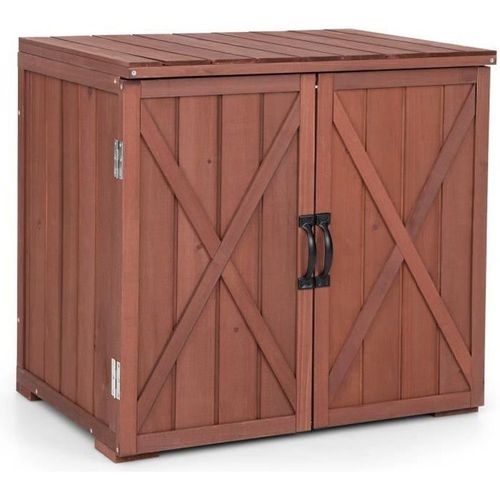COSTWAY Armoire Abri de Jardin en Bois de Sapin Massif avec Doubles