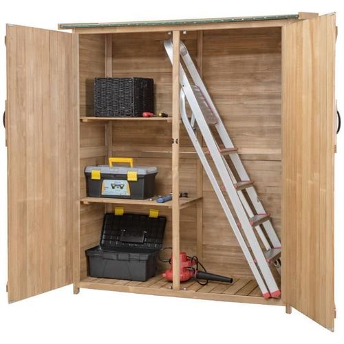 COSTWAY Armoire de Rangement Extérieur Jardin en Bois de Sapin,Toit