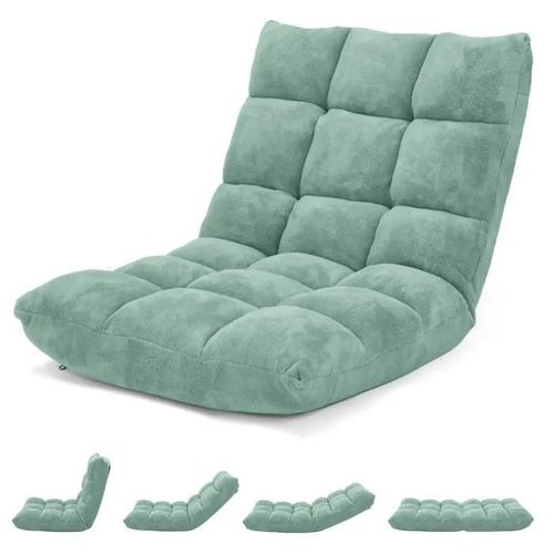 Costway Chaise Convertible Paresseux - Dossier Inclinable Sur 14 Positions Pour Lecture, Yoga, Mditation Vert