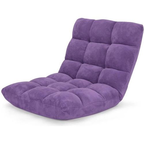 Costway Chaise De Sol Pliable - Dossier Inclinable Sur 14 Positions, Coussin De Sol Pour Lecture, Yoga, Mditation Violet