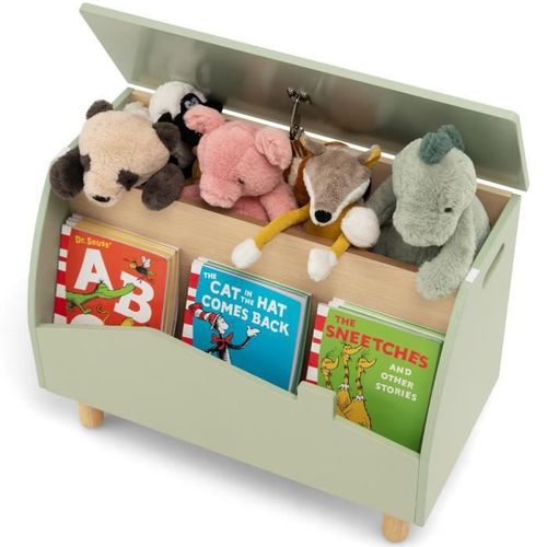 Costway Coffre Jouet En Bois, Couvercle Rabattable, Charnire De Scurit, 60 X 30 X 44 Cm Rangement Salle De Jeux Vert
