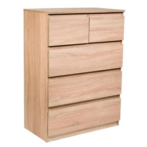 Costway Commode  5 Tiroirs De Style Moderne L 75 X P 42 X H 104 Cm Pour Chambre  Coucher, Salon, Couloir Marron