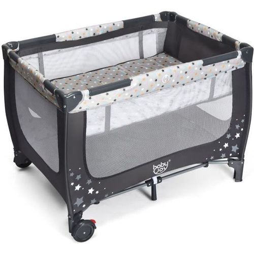 Costway Lit Bb Pliant Parapluie 0-36 Mois 3 En 1 Avec Matelas Roulettes Sac De Transport Charge Max 15kg Gris 125 X 65 X 76cm