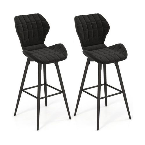 Costway Lot De 2 Tabourets De Bar Rembourres, Avec Repose-Pieds, Hauteur D'assise 71,5 Cm, Cadre En Mtal Charge Max.120kg, Noir