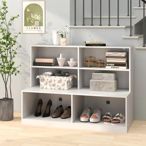 Costway Meuble D'entre Pour Rangement Des Chaussures Et Banc  Chaussures Style Moderne  6 Compartiments Anti-Basculement