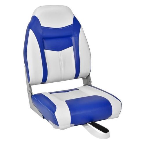 Costway Sige De Bateau Pliante 1 Pice  Dossier Avec Coussin En Cuir Pvc Charnires Flexibles, 4 Vis Incluses Charge 115kg Bleu