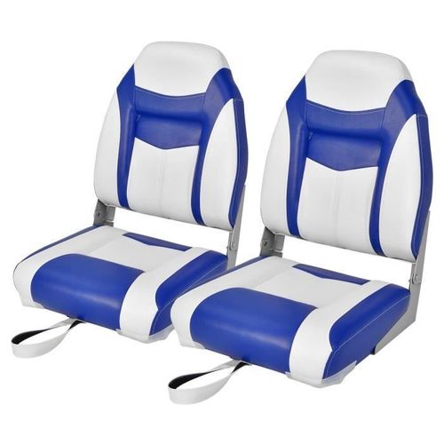 Costway Sige De Bateau Pliante 2 Pices  Dossier Avec Coussin En Cuir Pvc Charnires Flexibles, 4 Vis Incluses Charge 115kg Bleu