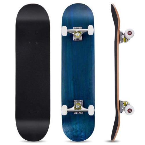 Costway Skateboard Planche  Roulettes Ovale En Bois D'erable  7 Couches Bleu 80x20cm Style Moderne Pour Enfants, Dbutants