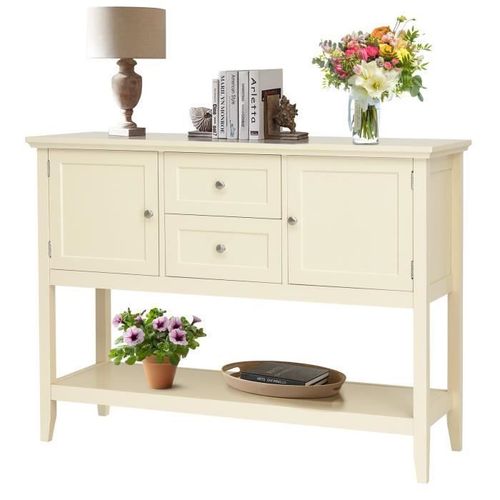 Costway Table Console - 117 X 38 X 86,5 Cm - 2 Tiroirs Et 2 Placards - Style Campagne Meuble D'entre - Crme