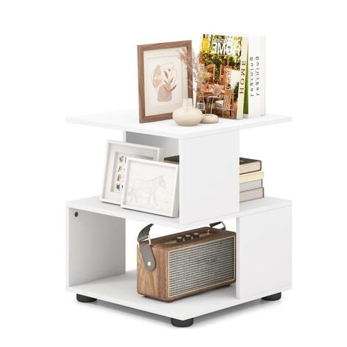 Costway Table D'appoint Moderne  3 Niveaux, 39,5 X 39,5 X 45 Cm, Style Unique Pour Chambre, Salon, Bureau