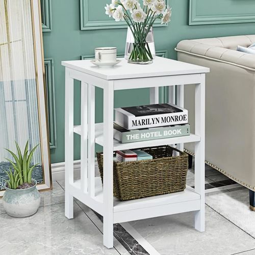 Costway Table De Chevet  3 Niveaux, Table D'appoint Simple Et Contemporain, Pour Chambre, Salon 40x40x61cm