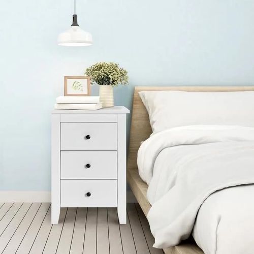 Costway Table De Nuit, Table De Chevet Moderne Avec 3 Tiroirs, Pour Chambre  Coucher, 46 X 37 X 65 Cm