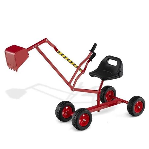 Costway Tractopelle Enfant Pour Bac  Sable Avec 4 Roues, Pelle Flexible, Pour Sable Terre Neige, 122 X 40 X 66 Cm, 3 Ans+ Rouge