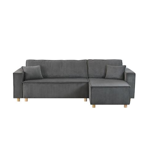 Canap Convertible D'angle 4 Places Velours Ctel Gris Cosy