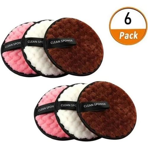 Coton Demaquillant Lavable 6pcs, Laver Le Visage Nettoyage En Profondeur Paresseux Nettoyage Des Deux Cts Tissu De Nettoyage Tampo