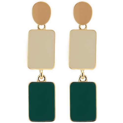 Couleur D'or Cercle Rectangle Statement Pendants Clous D'oreille Boucles D'oreilles Avec Email
