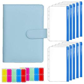 couleur type3 Bleu Système de reliure pour carnet de notes A6,  planificateur de Budget, enveloppe de Budget, argent liquide, en cuir Pu,  avec 10