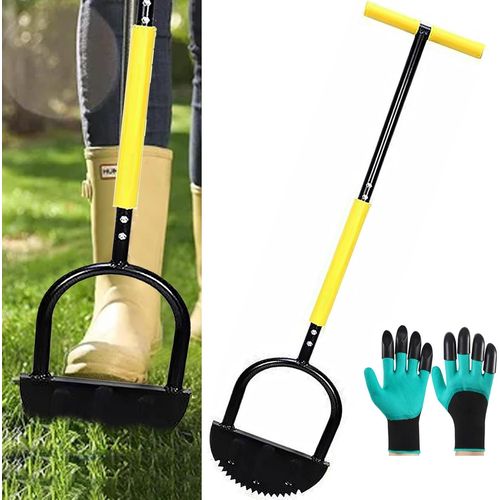 Coupe Bordures Manuel 107 Cm Avec Lame Demi-Lune Avec 1 Paire De Gants De Jardinage,Outil De Jardin Pour Terrasse,Parterres De Fleurs Et Alle