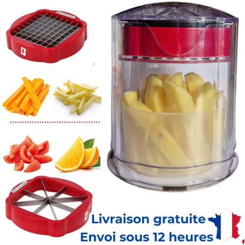 Coupe Frites Pomme De Terre Dcoupe Lgumes Multifonction Coupe Fruit Pomme Oignon Concombre 2 Lames Interchangeables Ergonomique Et Robuste Entretien Facile.