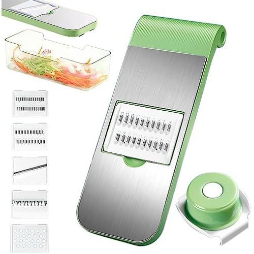 12 En 1 Mandoline Cuisine, Mandoline Professionnelle Cuisine Avec 6 Lames En Remplaçables, Coupe-Légumes Multifonction Pour Trancher, Couper Et Râper Les Légumes