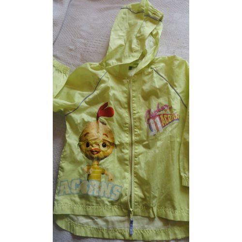 Coupe-Vent Jaune Chicken Little - 8 Ans - 100% Polyester - Manches Longues + Capuche + Fermeture clair Et 2 Poches