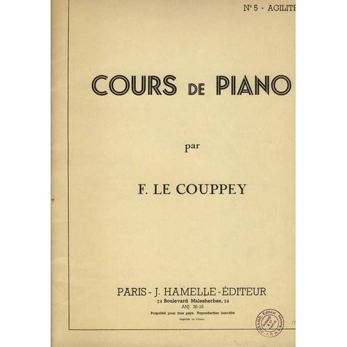 Cours De Piano Par Flix Le Couppey N5 Agilit - Partition Piano