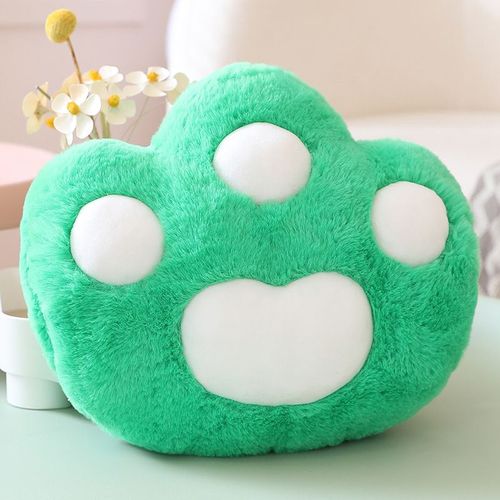 Coussin  main en forme de griffe de chat mignon pour les tudiants pour se tenir au chaud en automne et en hiver, coussin de sieste, coussin  main en forme de griffe d'ours Vert gazon - 25*30cm